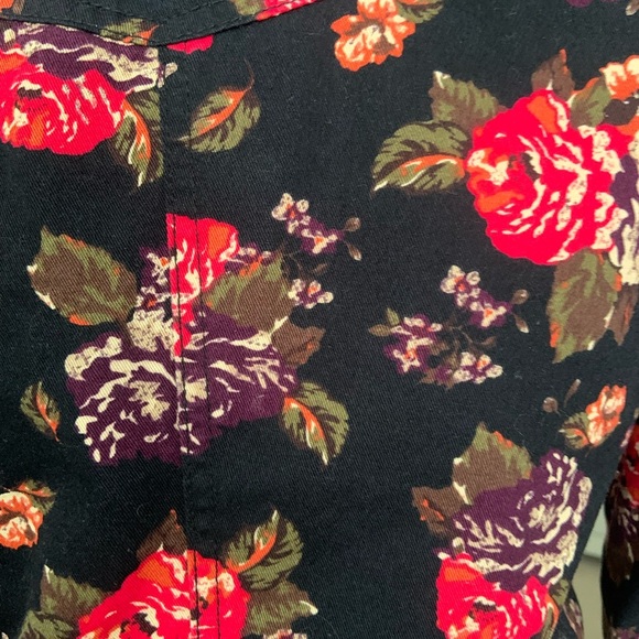 Jean jacket 100% cotton Floral Print Black Small - Picture 4 of 10